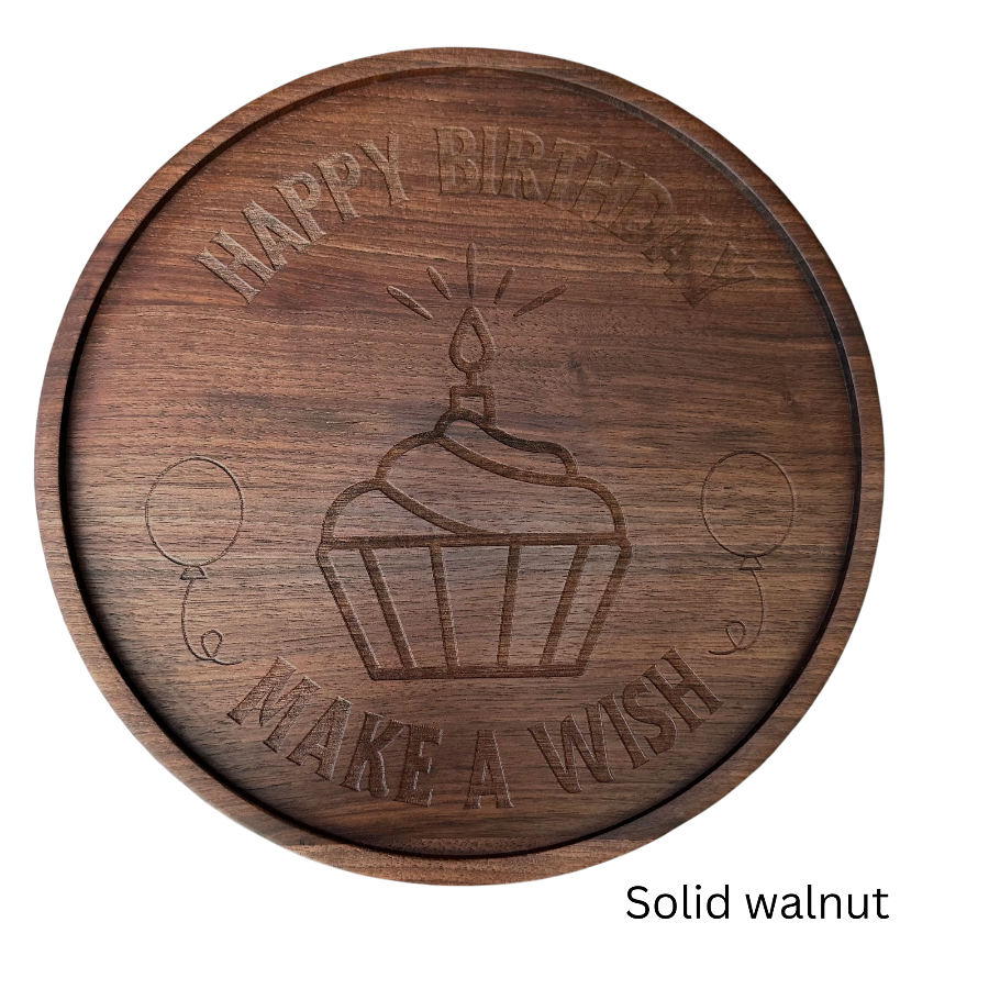 Happy Birthday Plate in Walnut or Cherry