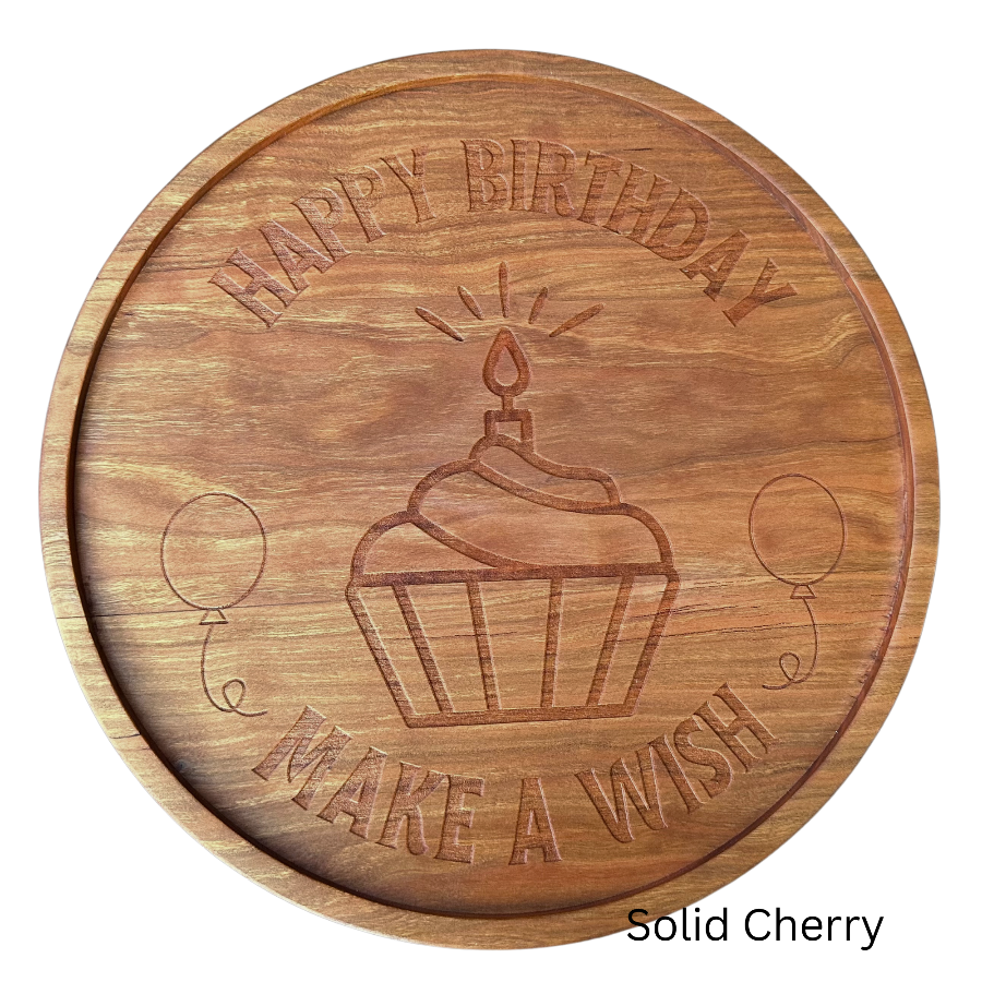 Happy Birthday Plate in Walnut or Cherry