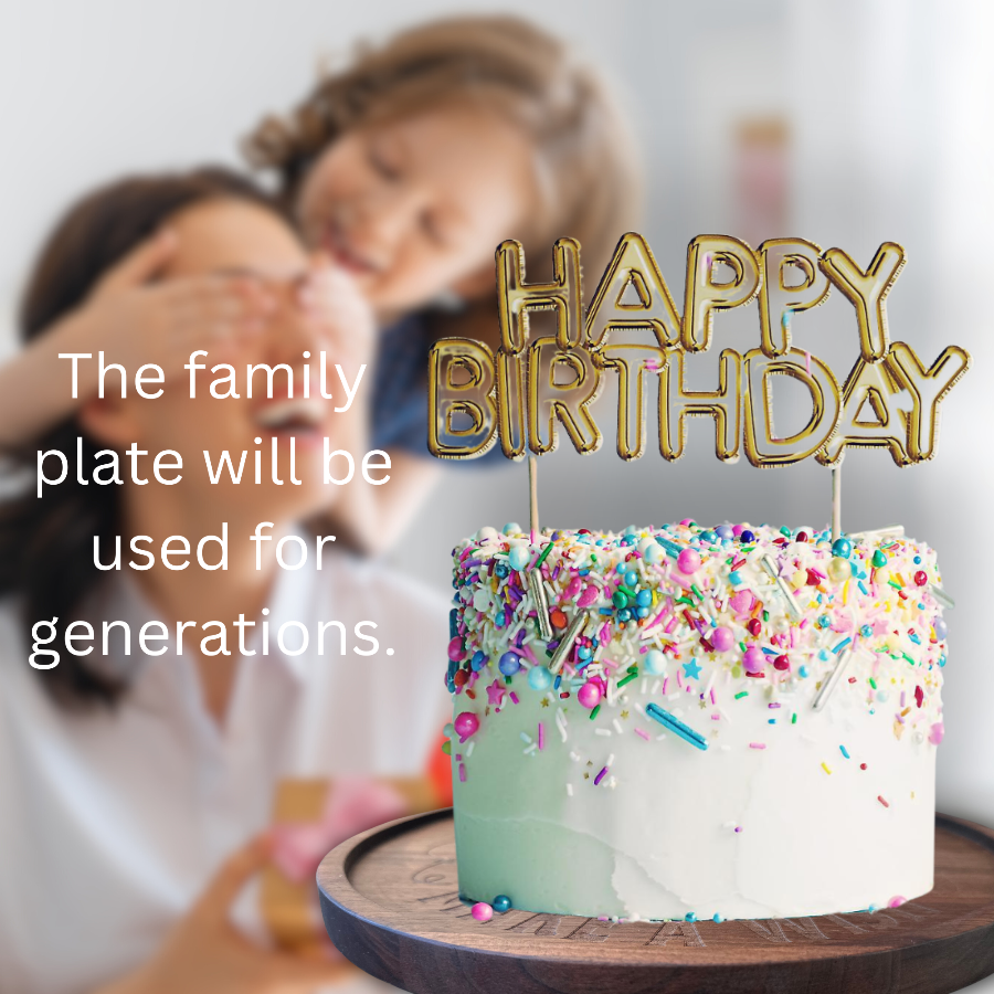 Happy Birthday Plate in Walnut or Cherry