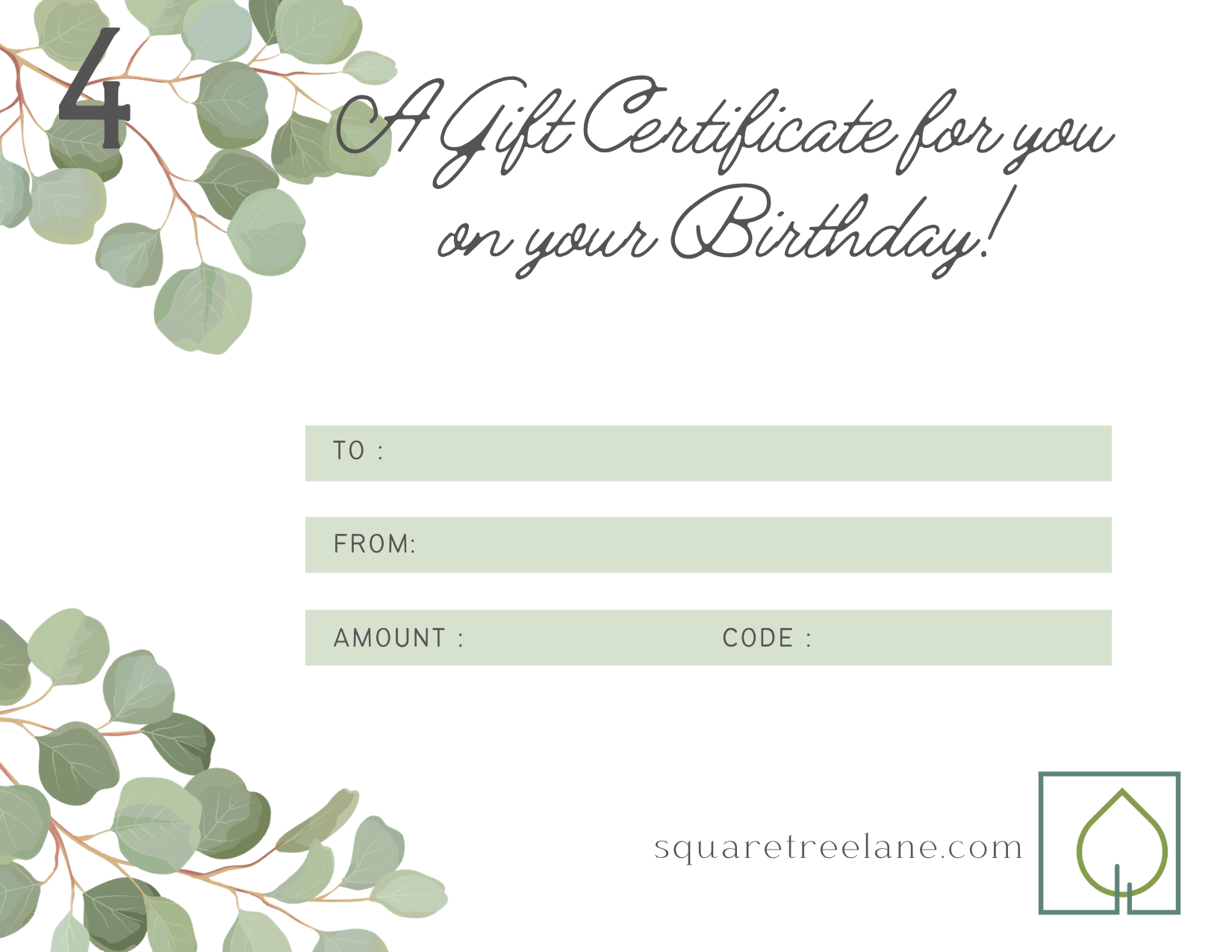 Square Tree Lane Gift Cards