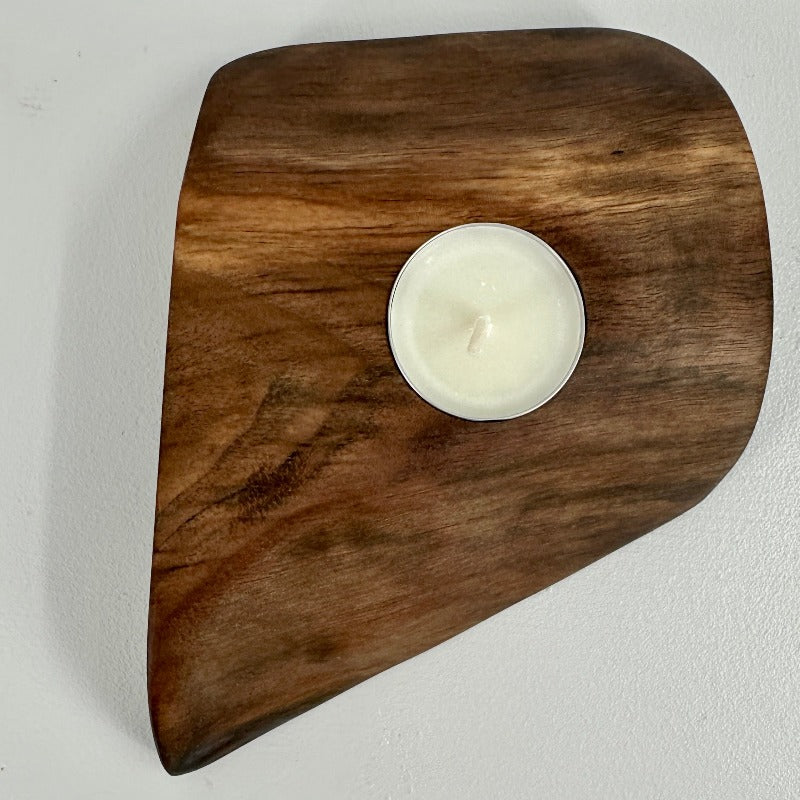 Rustic Walnut Tea Light Candle Holder