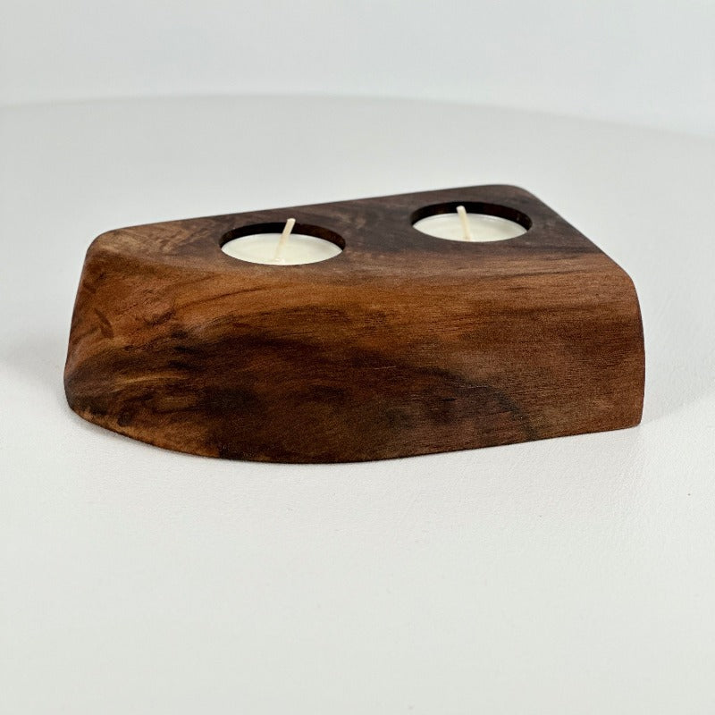 Rustic Walnut Tea light Candle Holder