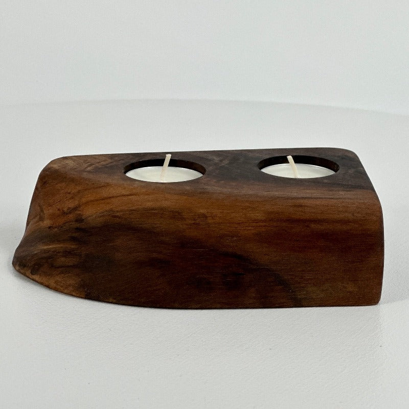 Rustic Walnut Tea light Candle Holder