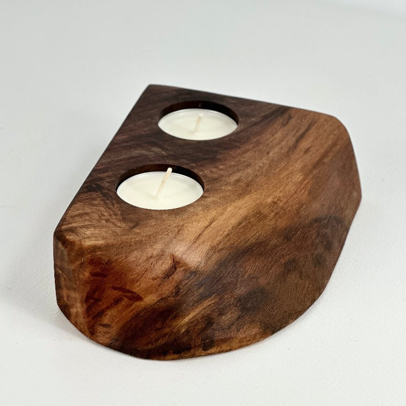 Rustic Walnut Tea light Candle Holder