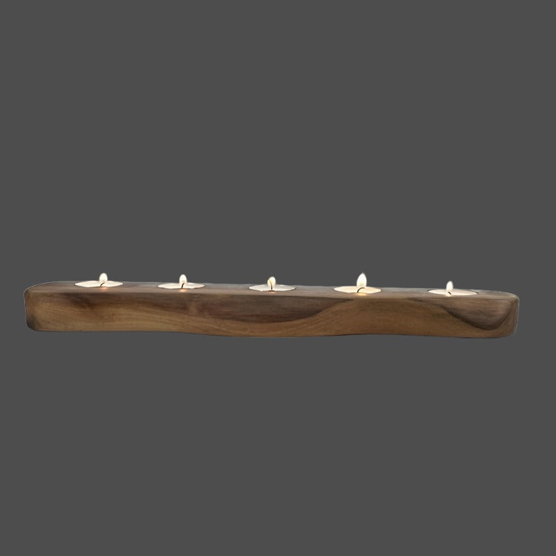 Solid Walnut 5 Tea Light Candle Holder