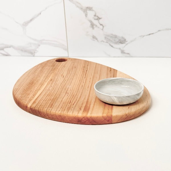 ASYMMETRICAL  CHARCUTERIE BOARD WITH CERAMIC BOWL