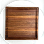 Overhead image walnut cutting block.