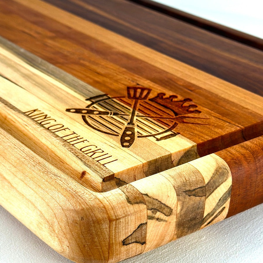 King of the Grill Walnut, Cherry, & Ambrosia Maple 15" Cutting Board