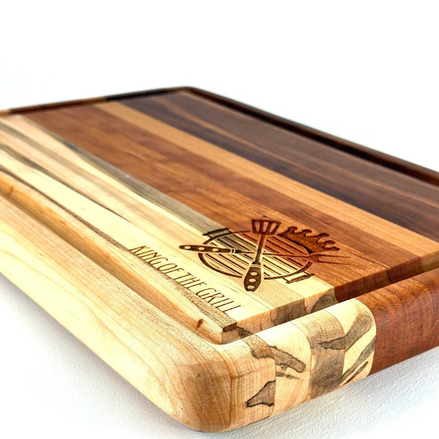 King of the Grill Walnut, Cherry, & Ambrosia Maple 15" Cutting Board