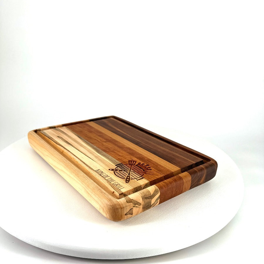 King of the Grill Walnut, Cherry, & Ambrosia Maple 15" Cutting Board