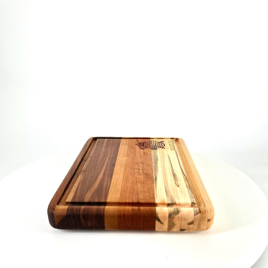 King of the Grill Walnut, Cherry, & Ambrosia Maple 15" Cutting Board