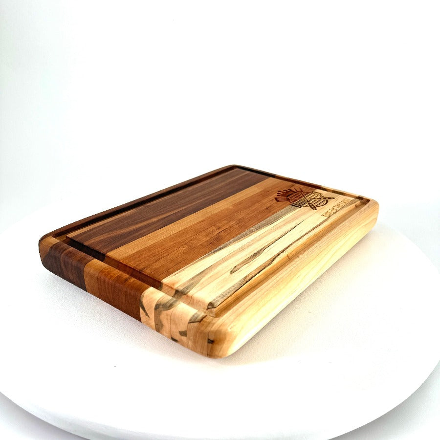 King of the Grill Walnut, Cherry, & Ambrosia Maple 15" Cutting Board