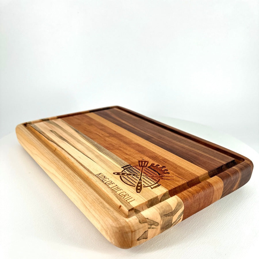 King of the Grill Walnut, Cherry, & Ambrosia Maple 15" Cutting Board