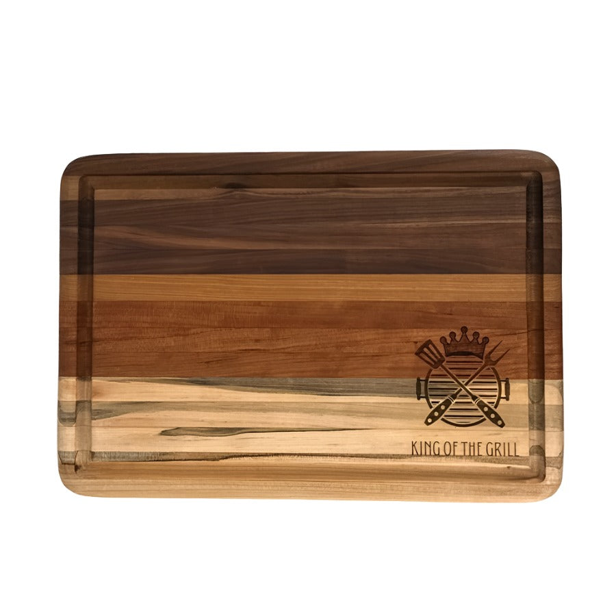 King of the Grill Walnut, Cherry, & Ambrosia Maple 15" Cutting Board