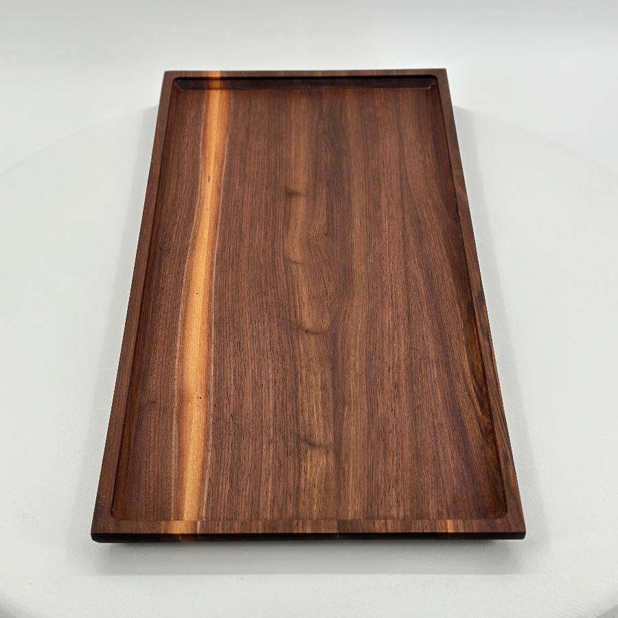 walnut serving tray with beautiful grain pattern