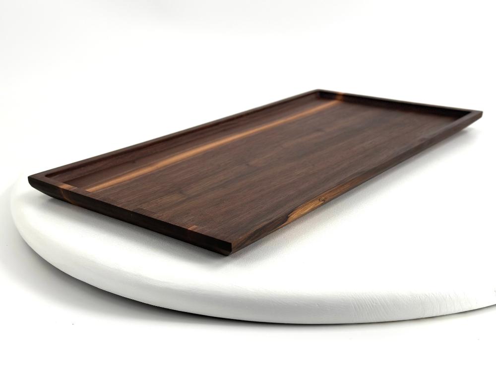 side view of walnut tray