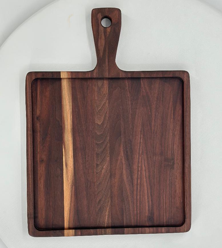 Square Walnut Paddle Style Charcuterie Board