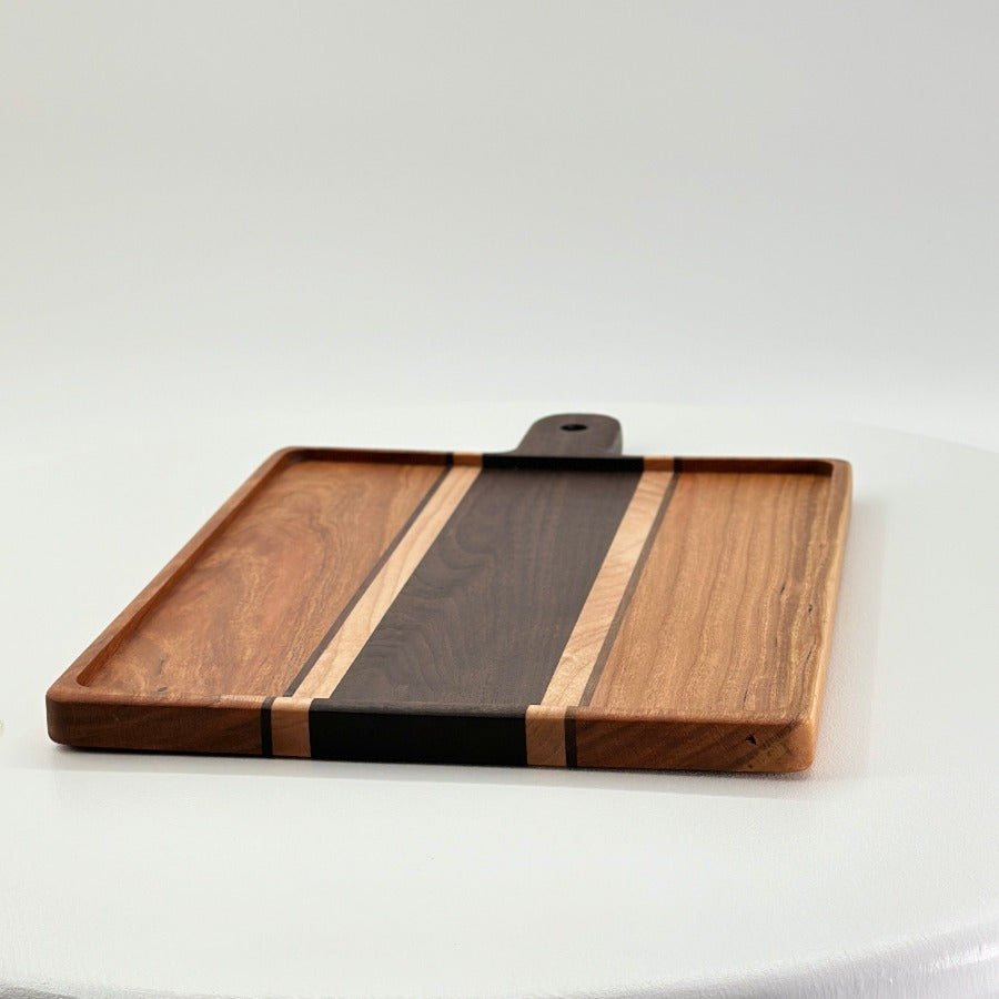 Walnut, Cherry, and Maple Tray Style Charcuterie Board