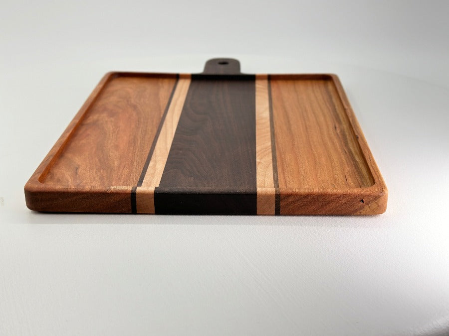 Walnut, Cherry, and Maple Tray Style Charcuterie Board