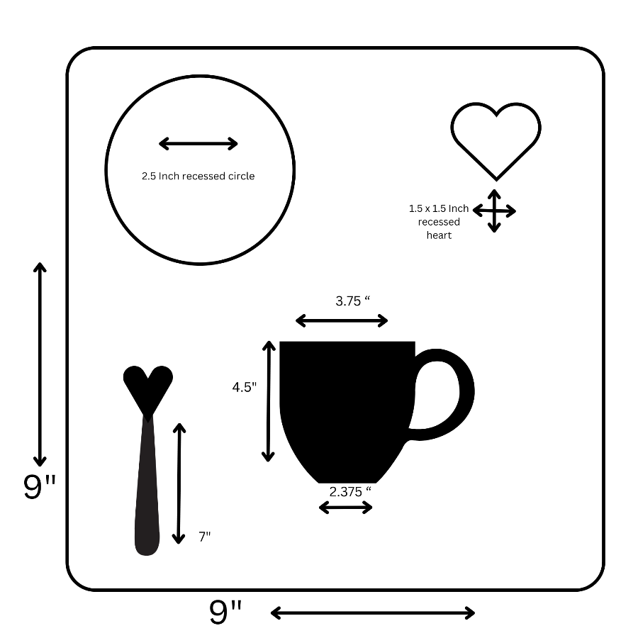 MINI CAFE BOARD IN WITH HEART WITH ELECTROCARDIOGRAM COFFEE ENGRAVE